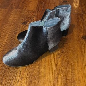 Grey velvet booties